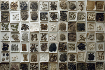 Various Traditional Chinese Herbal Medicine Ingredients Displayed as Background Concept