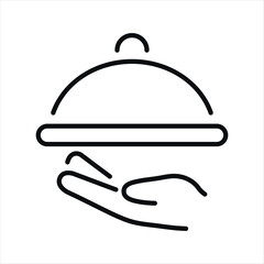 Serving food line icon, dinner and hotel services