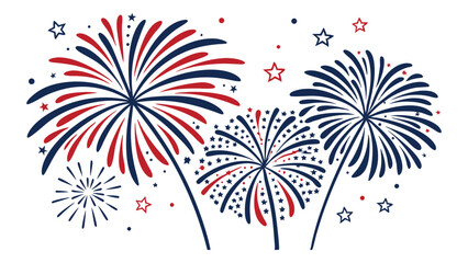 Patriotic Fireworks Display in Red White and Blue with Stars