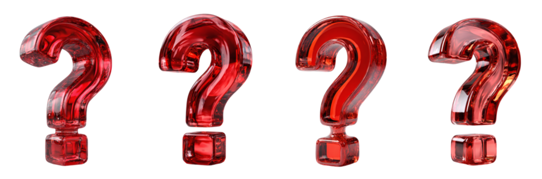 Red Ruby Question Mark Transparent Background PNG set - Powered by Adobe