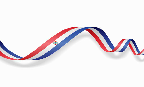 Paraguayan flag wavy abstract background. Vector illustration.