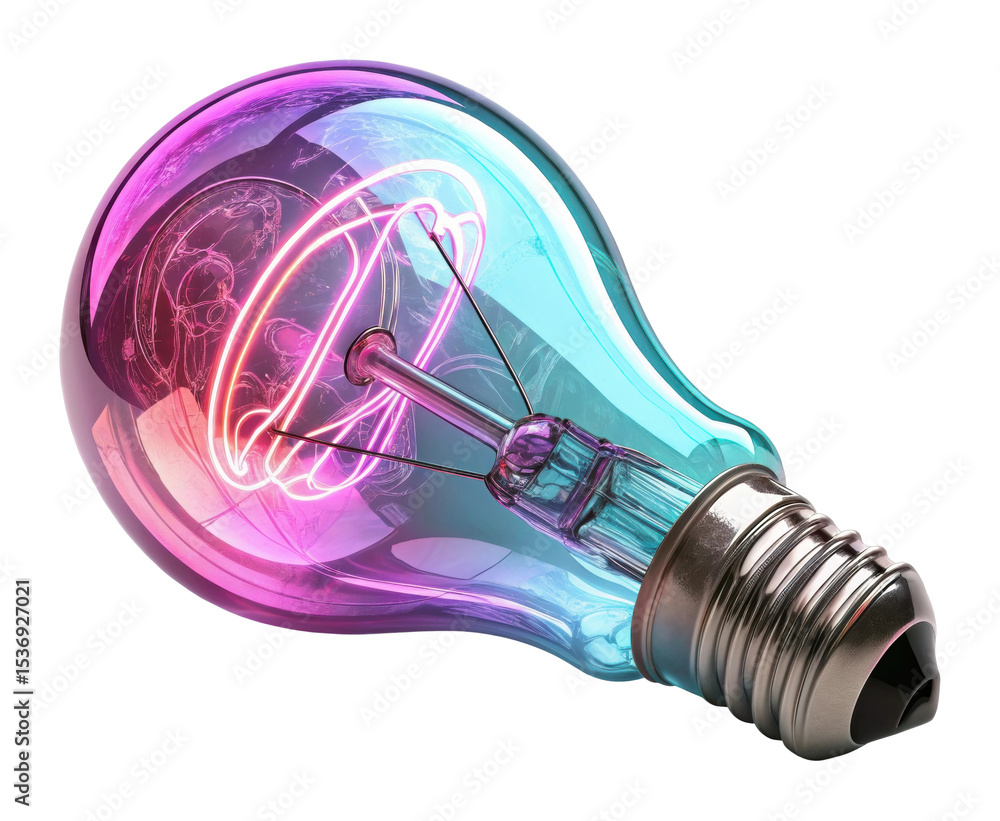 Poster illuminating action of retro light bulb studio setting 3d render colorful glow artistic perspective