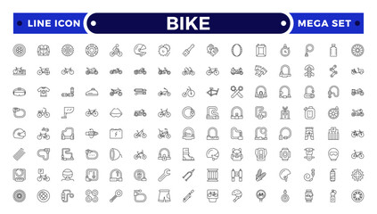 Bike and Cycling Outline Icons &ndash; Minimal Sport and Travel Symbol Pack.