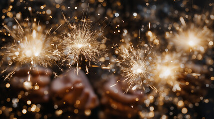 Celebratory Scene with Bengal Lights at a Festive Party
