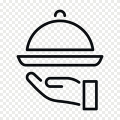 Serving food line icon, dinner and hotel services