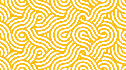 Seamless pattern of yellow and white curved lines creating a dynamic and abstract visual texture design