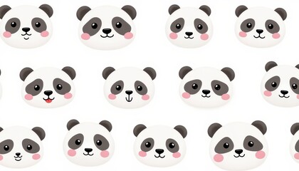 Obraz premium Adorable panda faces set, charming collection for cute design projects