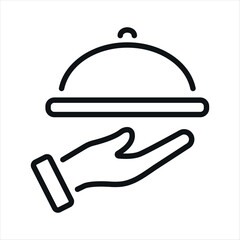 Fototapeta premium Serving food line icon, dinner and hotel services