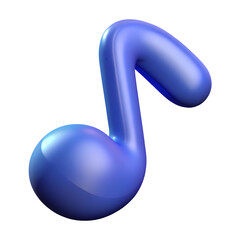 3d blue music note icon isolated on transparent background