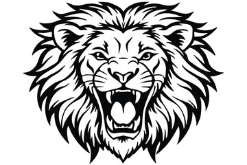 Naklejka premium Lion head animal vector illustration for wild cat tattoo art