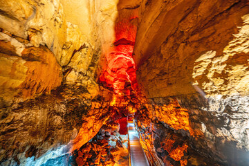 The scenic views of Tınaztepe Cave, which is one of the longest caves in the world, with a length of 22 kilometers in Seydişehir, Konya.