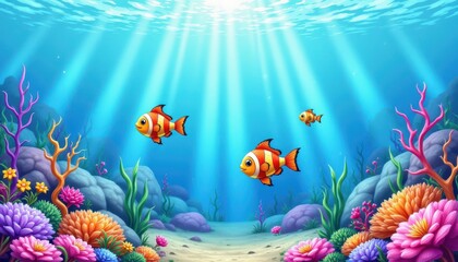 Fototapeta na wymiar Exploring the vibrant underwater paradise, a colorful coral reef teeming with exotic fish