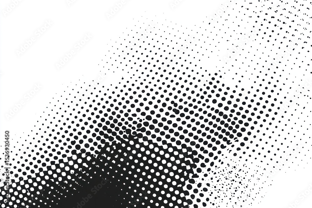 Poster a gradient halftone pattern with black dots white monochrome abstract.