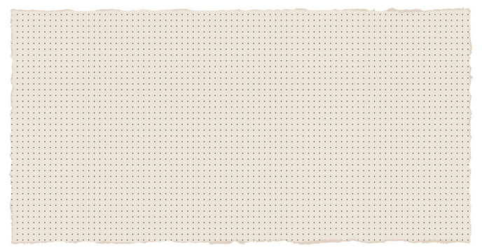 Torn dotted paper vector background. Beige notebook sheet with rough edges and subtle grid dots, perfect for stationery, planner, and bullet journal designs. Realistic texture for creative projects