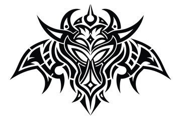 Fototapeta premium Black tribal wolf and lion head tattoo designs with decorative vintage elements