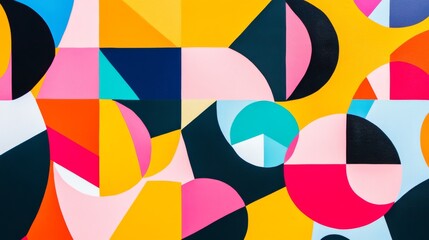 Obraz premium A collection of abstract, multi-colored geometric shapes converging to form a unified, intricate pattern on a clean background