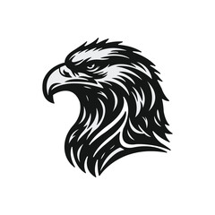 Eagle Head Illustration - Eagle Head Silhouette in Black and White in Tribal Style