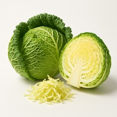 Fototapeta premium Studio photo of savoy cabbage, isolated on white background.