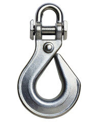 Heavy-duty metal lifting hook on a transparent background