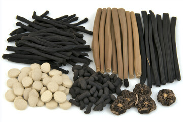 Various Traditional Chinese Herbal Medicine Ingredients Displayed as Background Concept