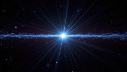 Fototapeta premium A bright blue star illuminates the vast darkness of space bright