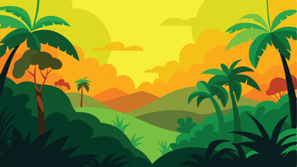 Silver Moonlight Over Stylized Jungle