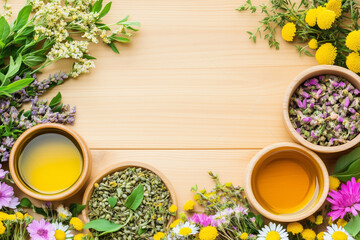 Various Traditional Chinese Herbal Medicine Ingredients Displayed as Background Concept