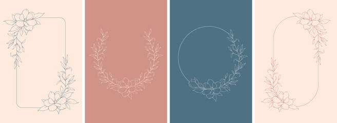 Set of hand drawn vector flowers, tropical leaves, plant, wildflower, rose. eucalyptus. branches. Collection of botanical silhouette element vector. Abstract bouquet in minimalistic flat style