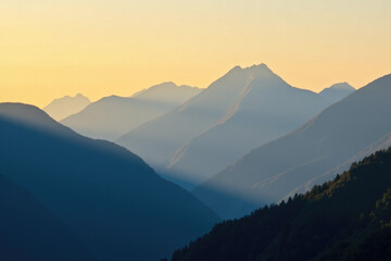 A beautiful sunset scene with the mountains in the distance, great for travel or landscape photography