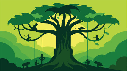 Fantasy Village in a Glowing Jungle Clearing