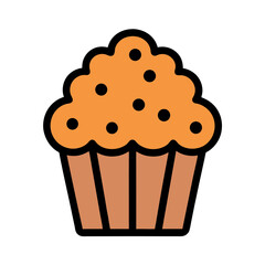 Flat color clipart of a cupcake with cookie crumbs vector illustration on white background
