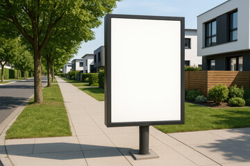 Blank billboard sign suburban street residential area
