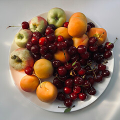A plate of fruits in the sun