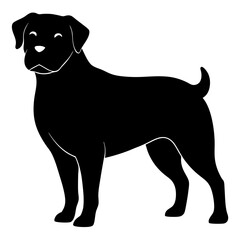 Black silhouette of a cute Rottweiler on white background vector illustration