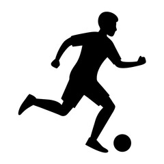 Obraz premium Black silhouette of soccer player running on white background vector illustration