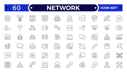 Network and People Outline icon set. Containing group, family, human, team, community, friends, population and more.