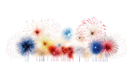  High-quality clustered fireworks explosion on transparent background