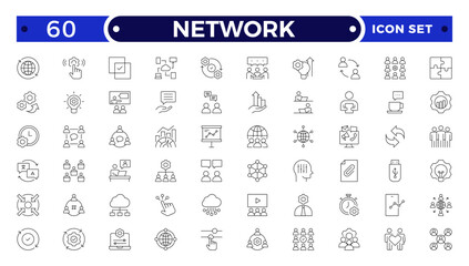 Network and People Outline icon set. Containing group, family, human, team, community, friends, population and more.