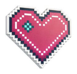 Pixel heart art display digital gallery modern environment love concept. Sticker concept png