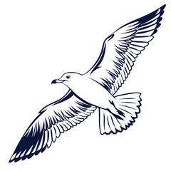 Seagull Herring Gull Continuous Line Drawing with Editable Stroke and Color Elements