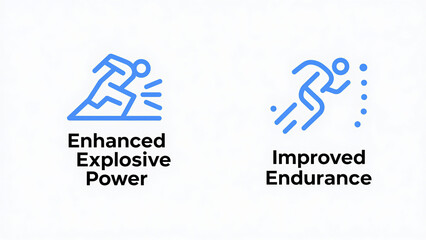 The blue sports figure pattern represents the enhancement of explosive power and endurance, used in sports competitions and physical training scenarios.
