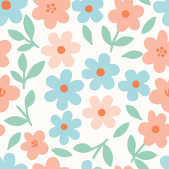 Garden flower, plants ,botanical ,seamless pattern vector design for fabric, wallpaper and all prints. Vector illustration.