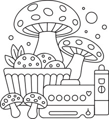 Whimsical mushroom coloring pages - perfect for nature lovers, kids' crafts, and art therapy. High-quality printable designs for creative projects and relaxation Art & Illustration
