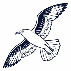 Seagull Herring Gull Continuous Line Drawing with Editable Stroke and Color Elements