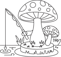 Whimsical mushroom coloring pages - perfect for nature lovers, kids' crafts, and art therapy. High-quality printable designs for creative projects and relaxation Art & Illustration