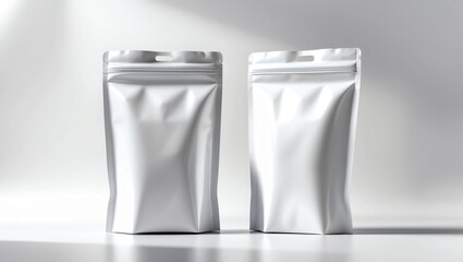 Realistic flow pack mockup. Vector illustration isolated on grey background. Easy to use for presentation your product, idea, design