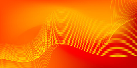 Soft gradient red, orange and yellow background with shining lines waves. Minimalist background for banner, poster, cover, brochure, flyer, website