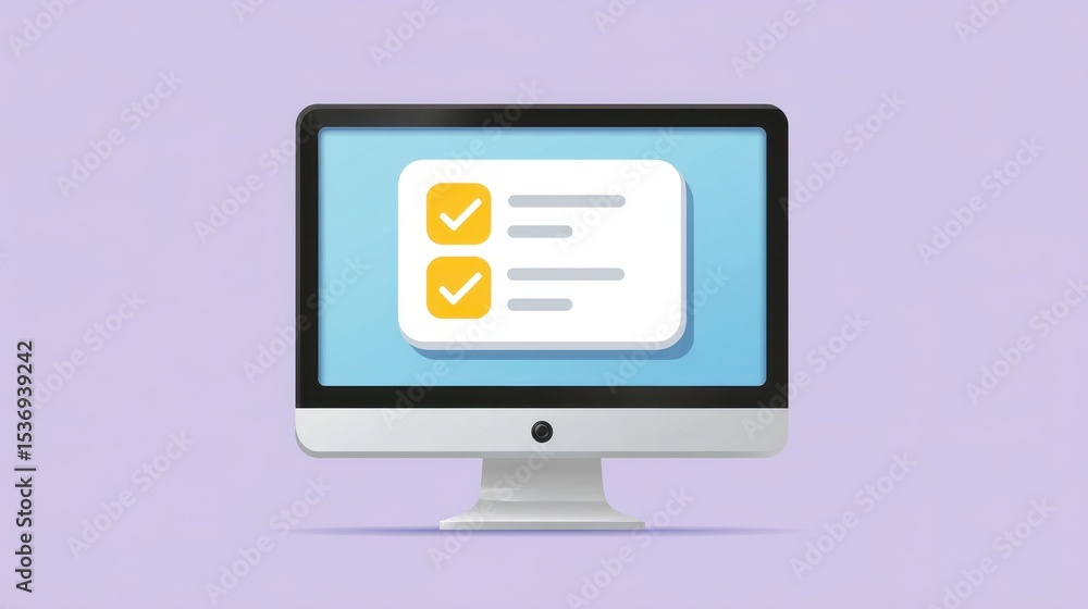 Poster a digital checklist displayed on a computer screen against a light purple background, highlighting o