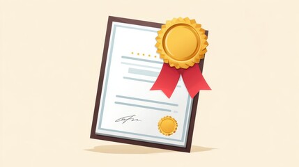 A certificate with a golden seal and red ribbon, symbolizing achievement or recognition.