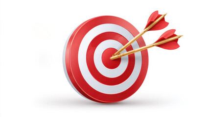 A dartboard with three arrows, symbolizing precision, accuracy, and achievement in target-setting.